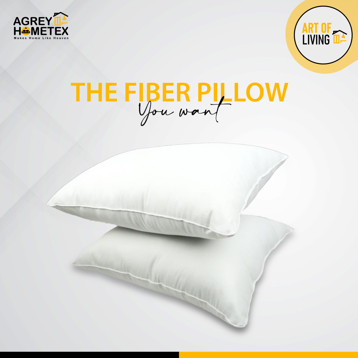 Fiber Head Pillow, Cotton Fabric, White (18"x24"), 1 Pcs