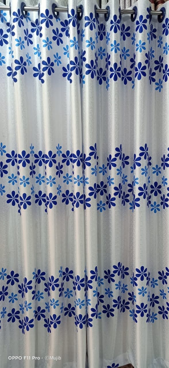 Synthetic Curtain Porda Colour: white Blue,white glod,  from  Suba International.