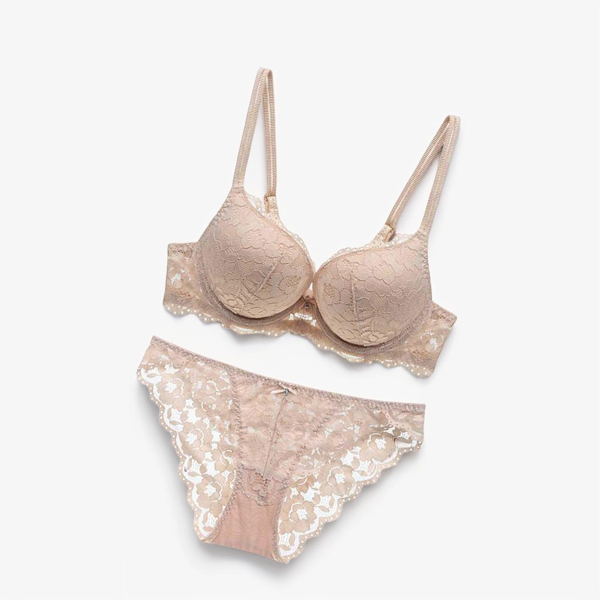 Beige Bra & Panty Lingerie Set - Comfortable Skin Color Design