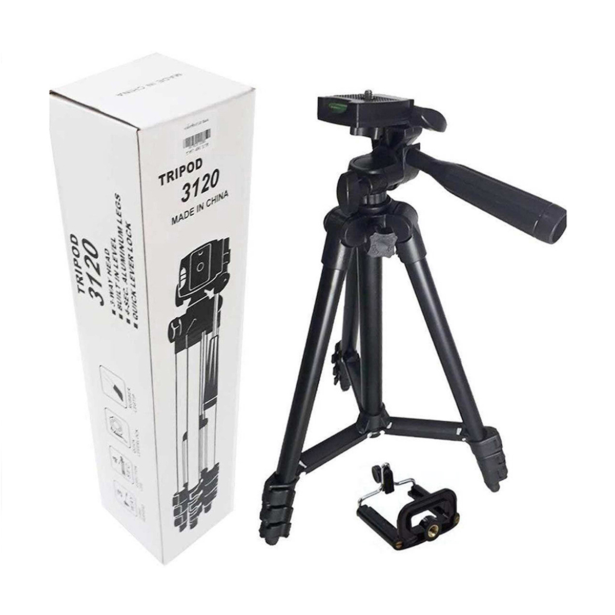 3120 Aluminum Alloy Tripod For Camera & Mobile - Black