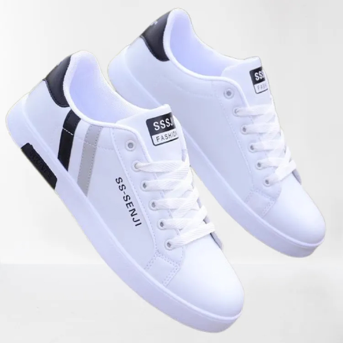 Sneakers Shoes For Men Summer Casual Lace Up Classic Fashion Sneakers Lightweight Comfort Shoes Soft Rubber Sole Plain Design White