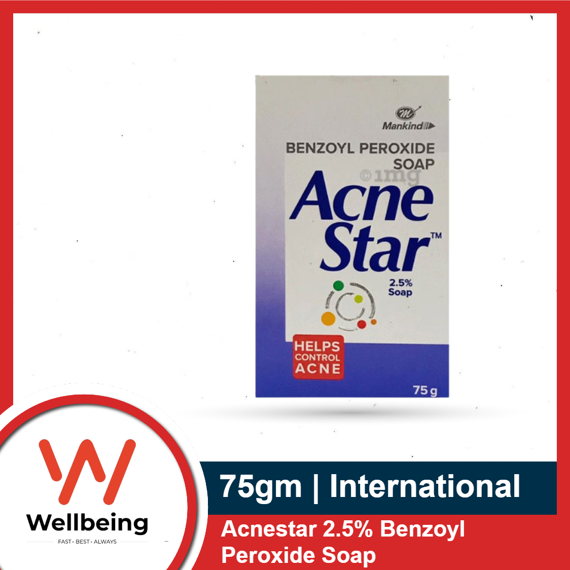 Acnestar 2.5% Benzoyl Peroxide Soap 75gm | Made in India