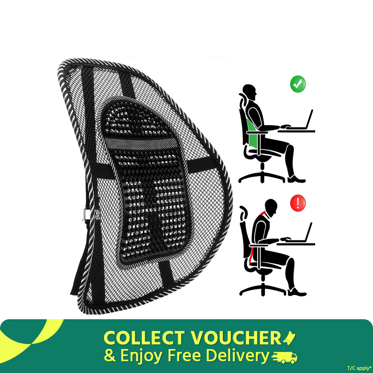 Sit Right Back Support for Any Kind of Chair - Black