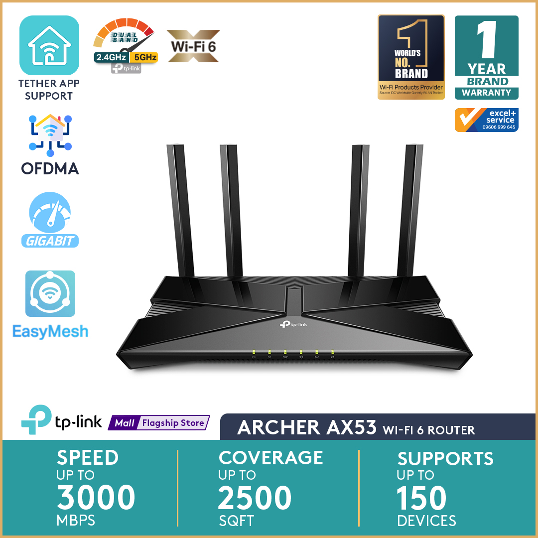TP-Link Archer AX53 AX3000 Dual Band Gigabit Wi-Fi 6 Router