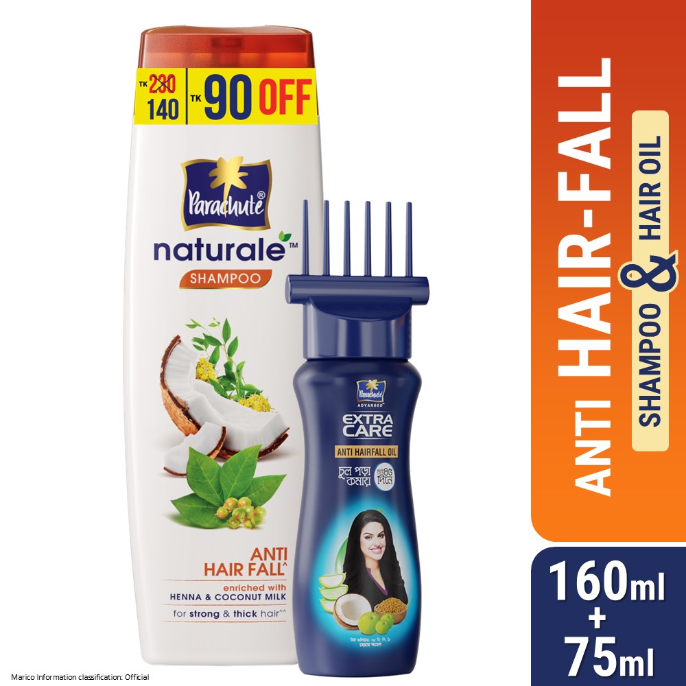 ANTI HAIR-FALL BUNDLE - Parachute Anti Hairfall Oil Extra Care 300ml (Root Applier) & Parachute Naturale Shampoo Anti Hair Fall 320ml