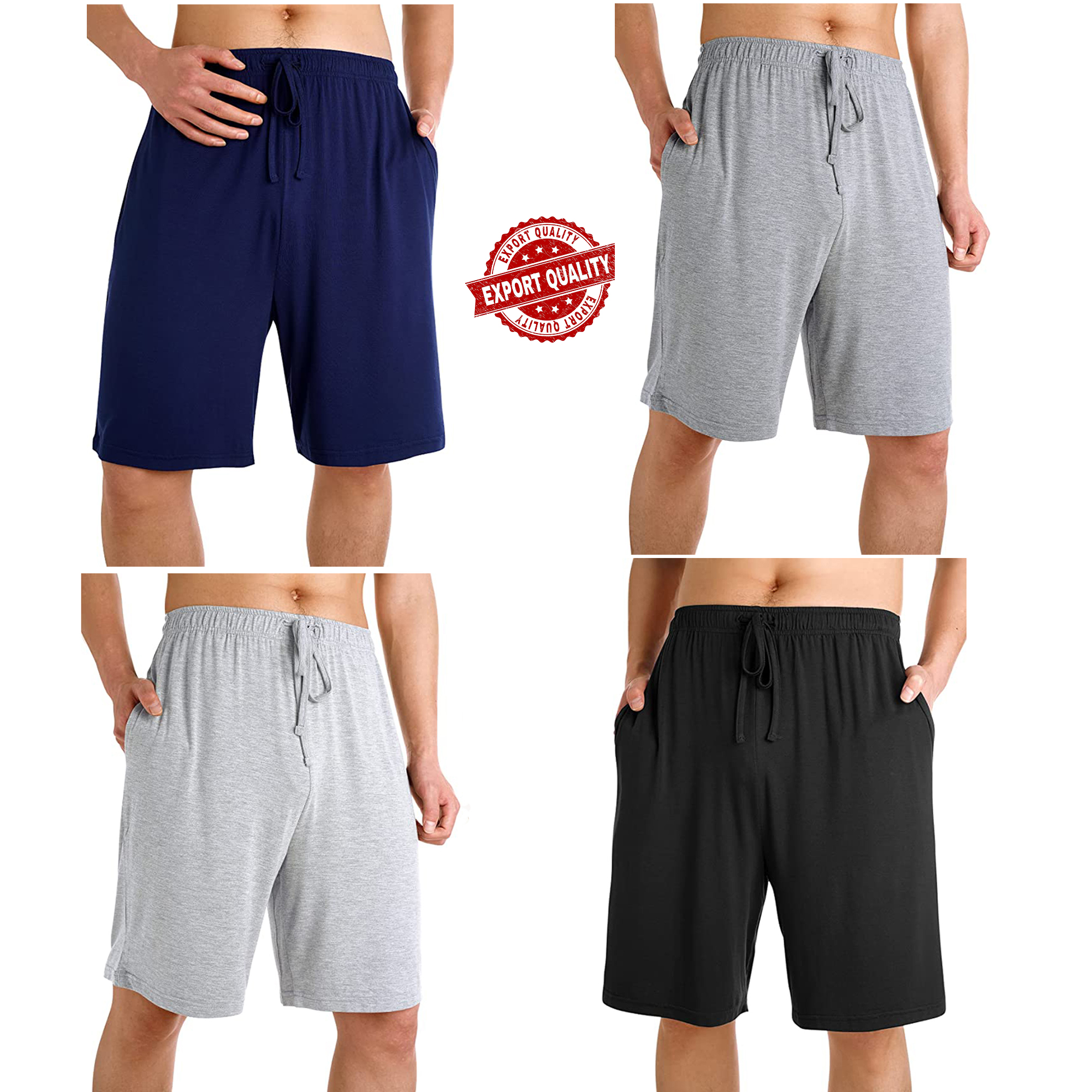 2-PIECES PACK Pocketless Soft Premium Cotton Stylish Half Pant for MEN/KAKTARUA-Export Quality