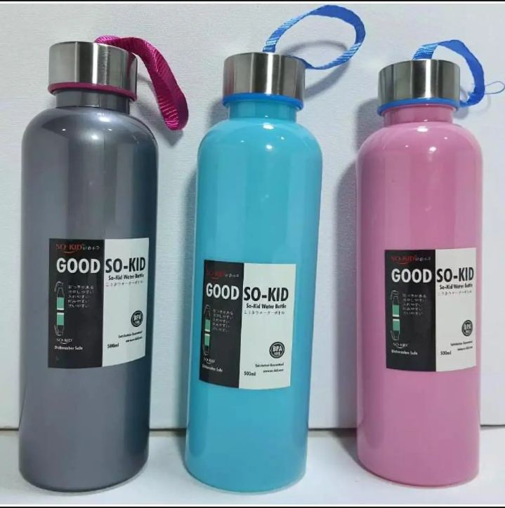 750ml Premium Plastic Water Bottle - Pink, Sky Blue, Grey