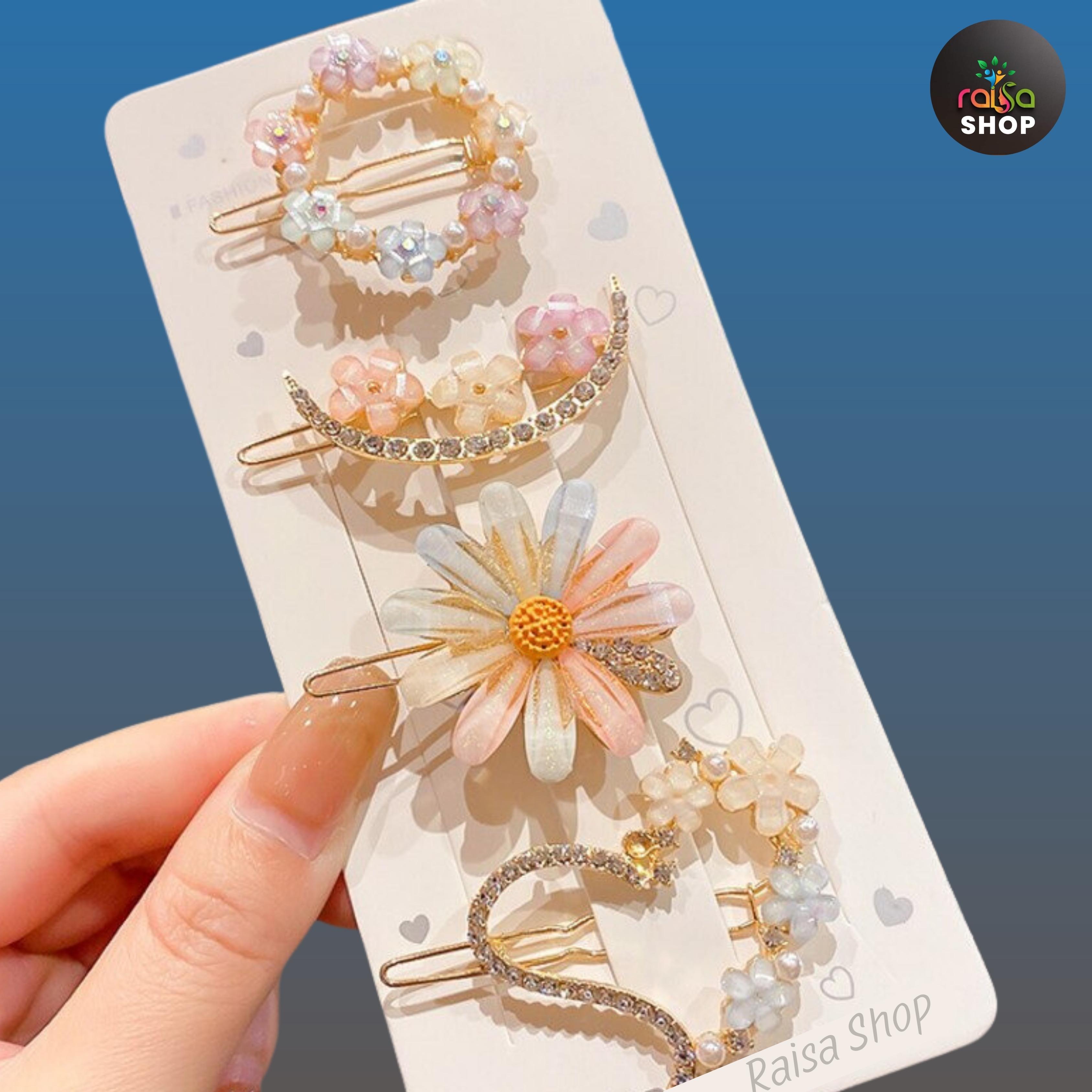 RAISA Hair Clip for Girls: Premium Flower, Garland, Love, Moon Shape Design for Girls and Women