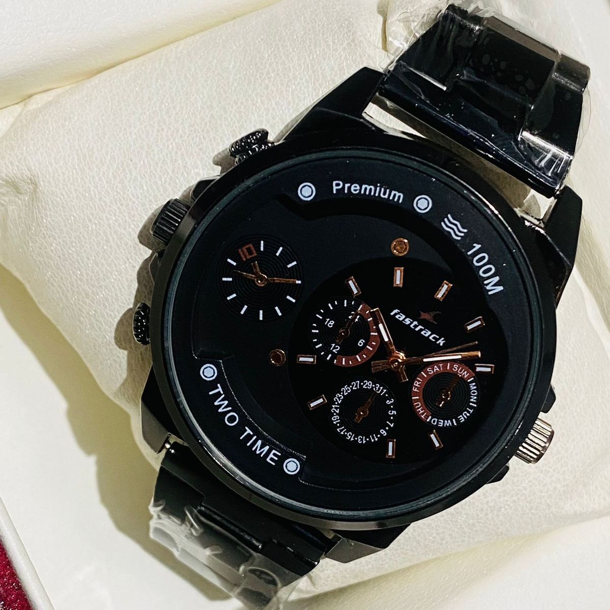 New Fastrck Twotime Chain Analog Sports Watch for Men-ROUND