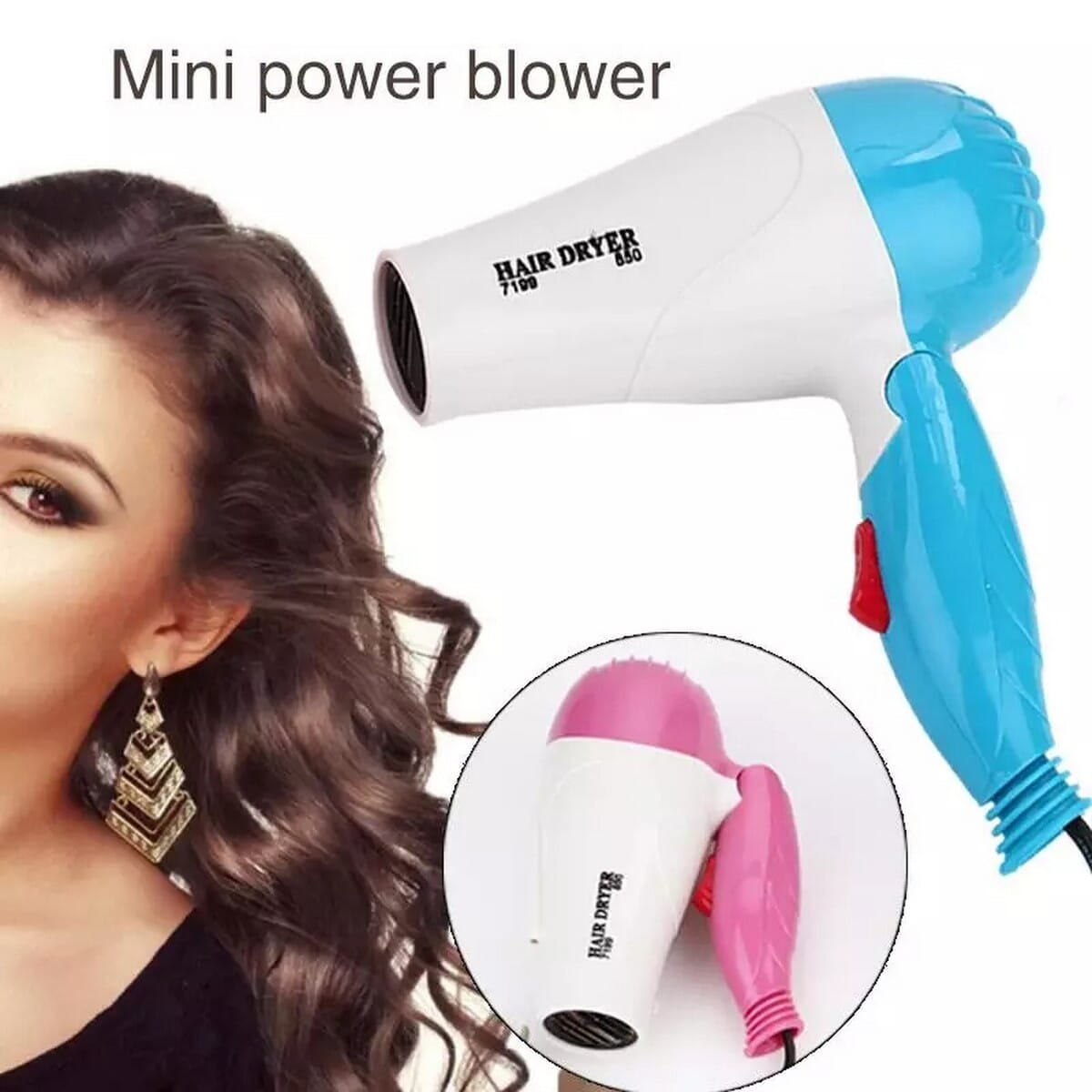 Nova New NV 1290 Folding Hair Dryer Pink and White
