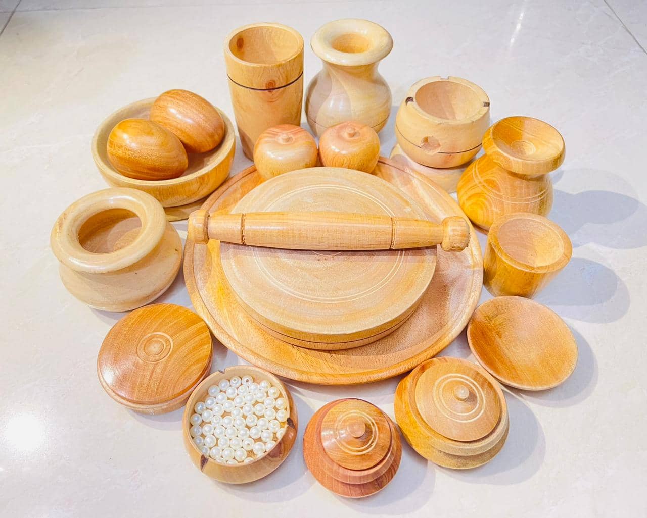 22 pcs Wooden kids toy - Kids cook pot set
