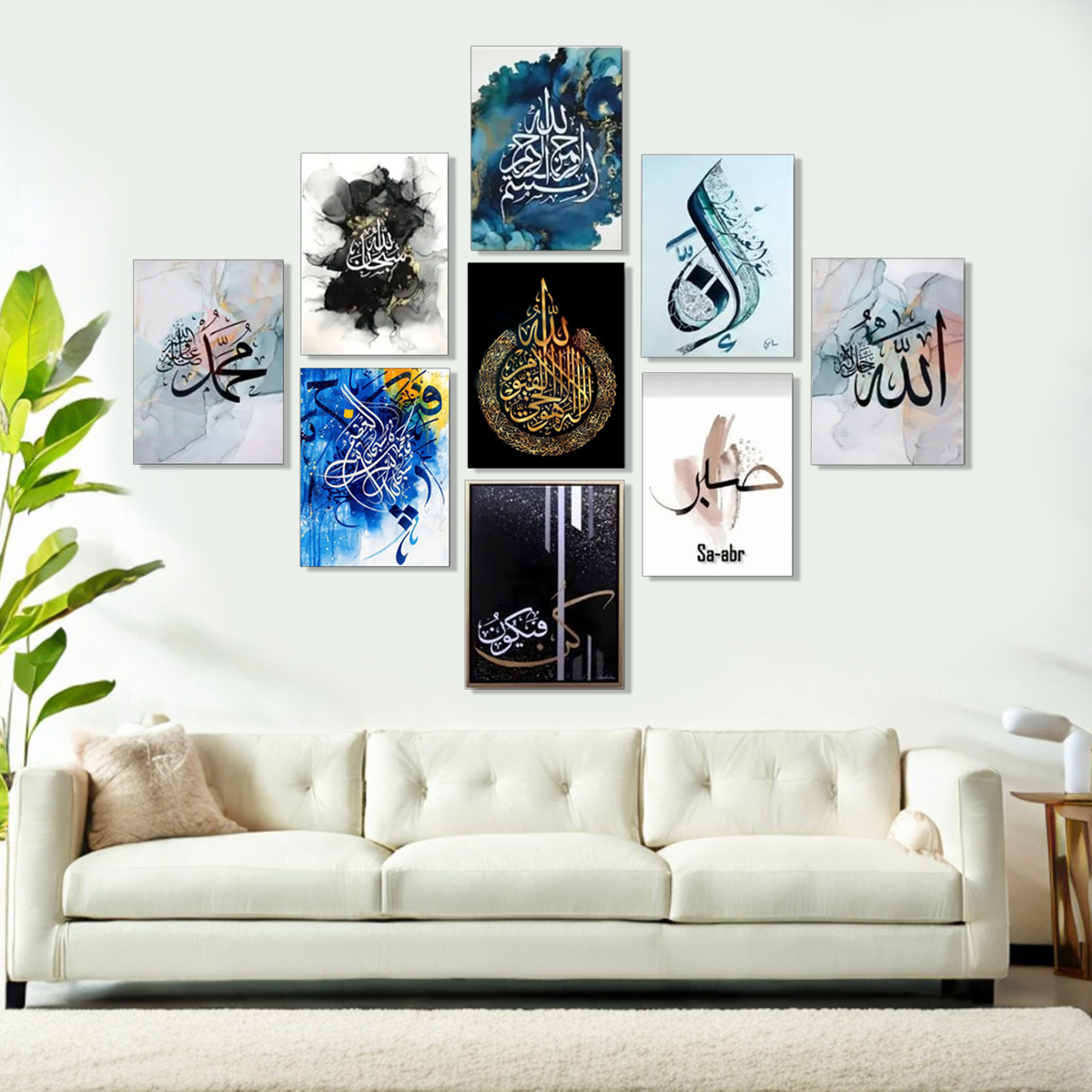 Home Decor PVC Wallboard Set 9pcs 6x8 Inch Wall Posters with Double-Sided Tape Easy Setup Wall Canvas Art for Living Spaces