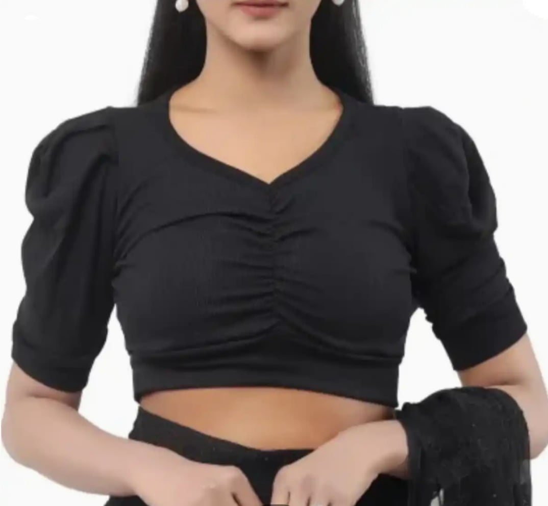 Cotton Half Body short Sleeve Crop Tops Blouse for Women