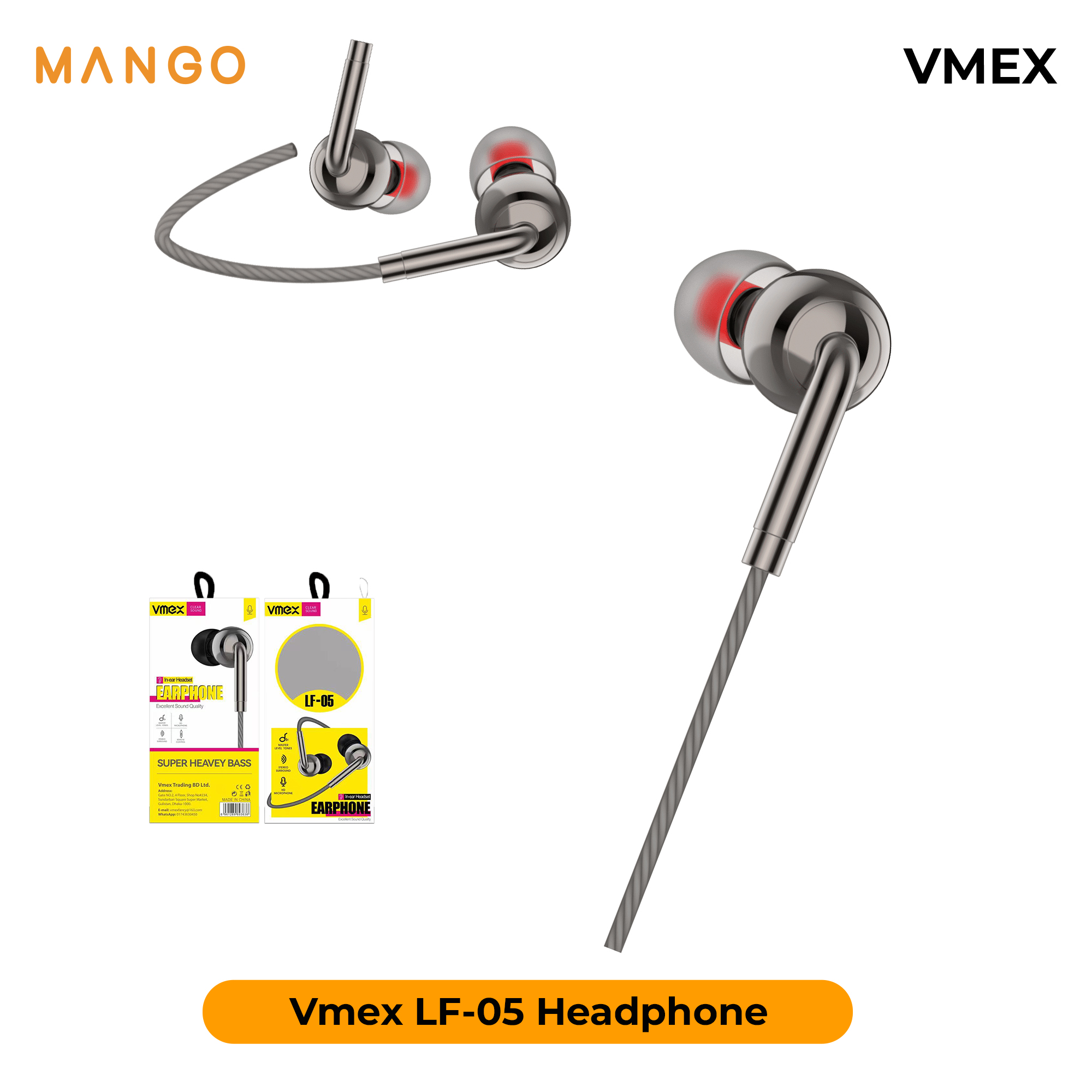 VMEX LF-05 Headphone Heavy Bass 3.5Mm Port 1.2M Wired Earphone