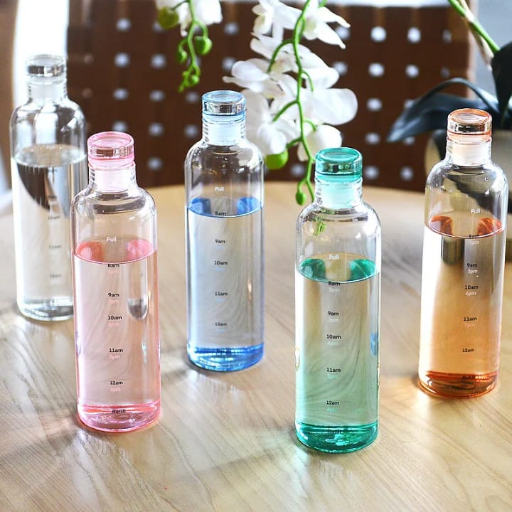 500Ml Time Scale Cup Food Grade Handy Cup High Temperature Resistant Plastic Student Summer Couple Water Cup Transparent - Water Bottle