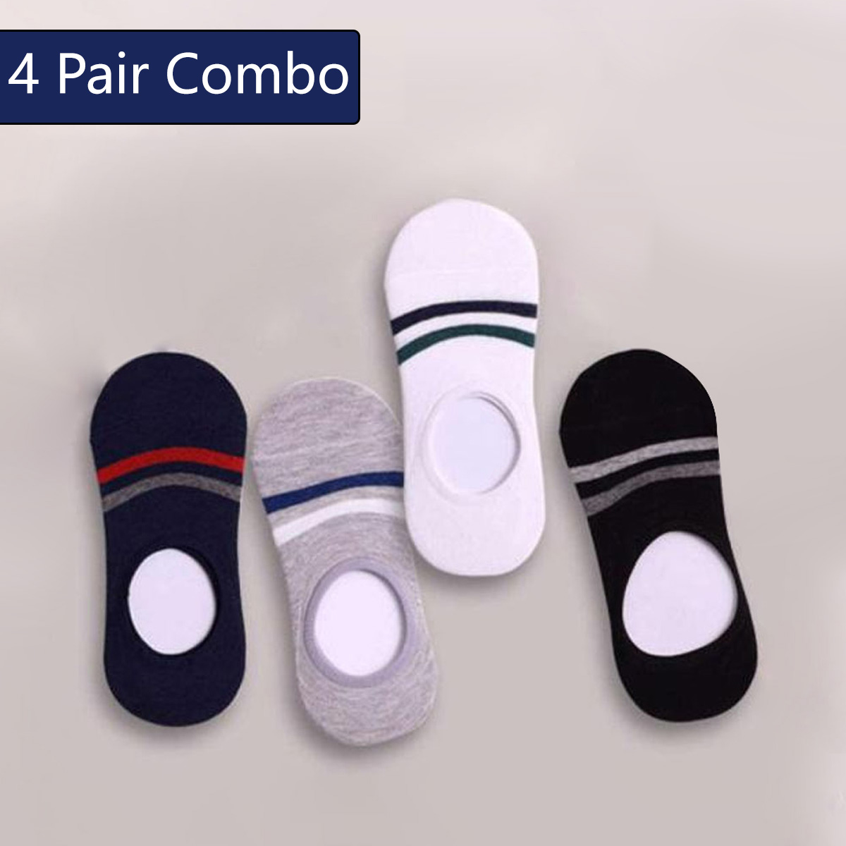 4 Pair Random Color Low Cut Socks for Men Premium Quality