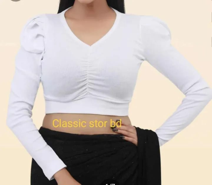 Crop top full sleeve fashionable blouse for women's.