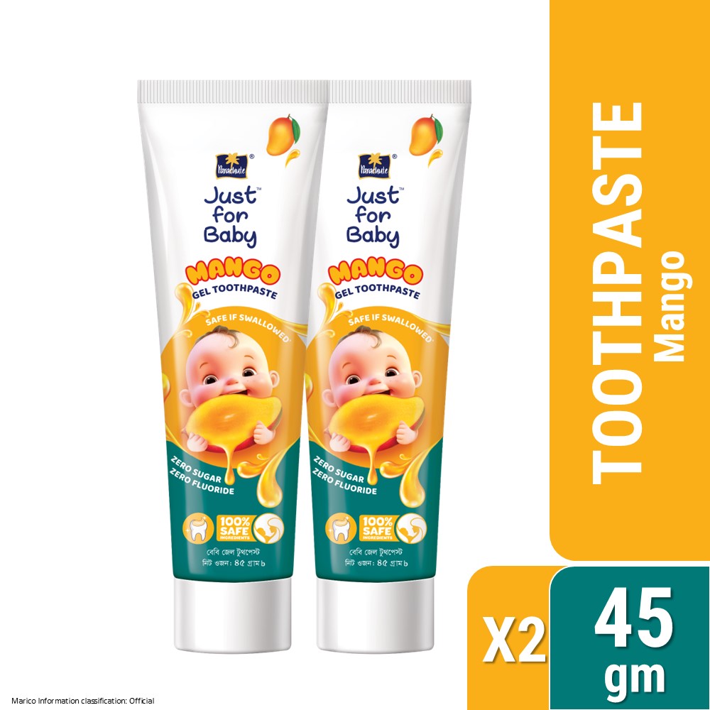 Parachute Just for Baby - Baby Gel Toothpaste 45g (Mango) Pack of 2
