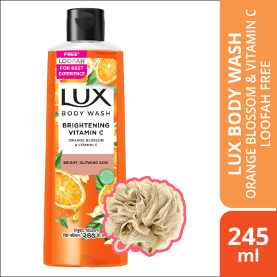 Lux Body Wash Orange Blossom & Vitamin C 245ml (Free Loofah)