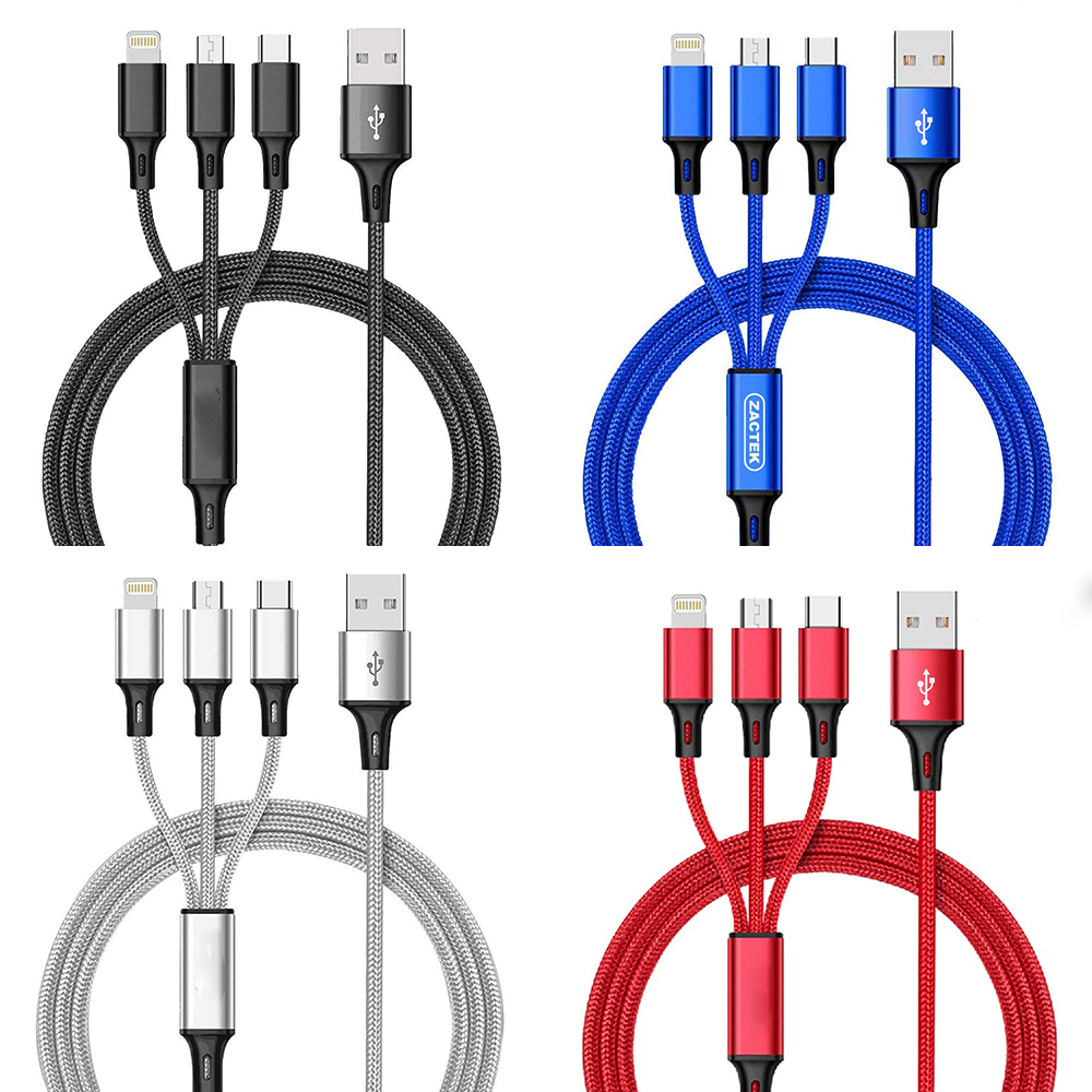 3 In 1   Fast Charging USB Charger Cable / Fast Charging  Data Transfer/Compatible with Micro USB, USB-C/Type-C Devices
