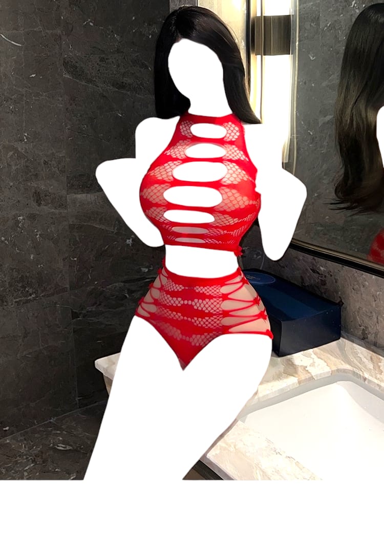 Women Transparent Mesh Suit Hip Covering Open Bra Tupe