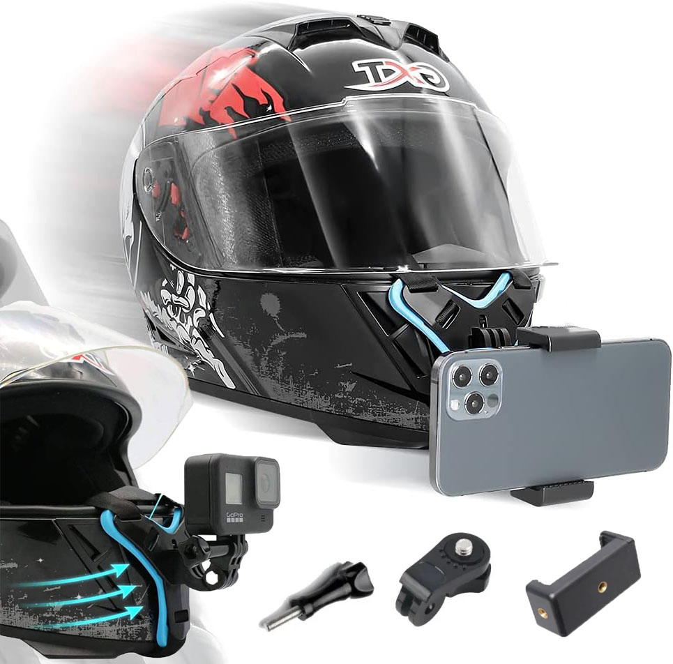 Motorcycle Helmet Chin Mount – Versatile Phone & Camera Holder for GoPro, DJI, & Action Cameras
