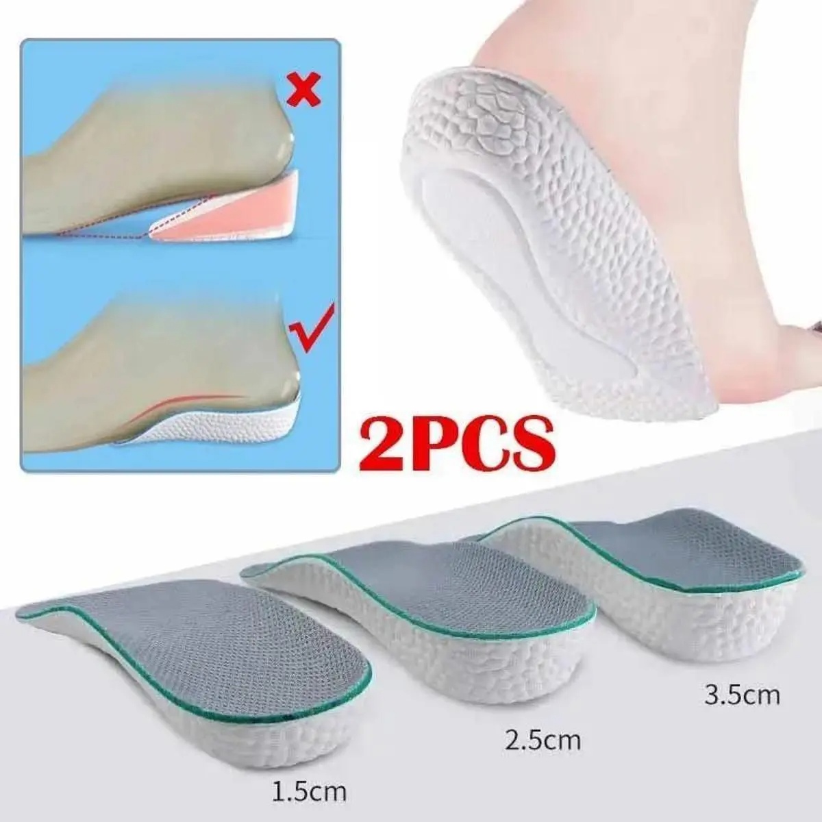 Height Increase Orthopedic Insoles – Arch Support Heel Lift Shoe Pads for Men & Women, Ideal for Sneakers & Flat Feet