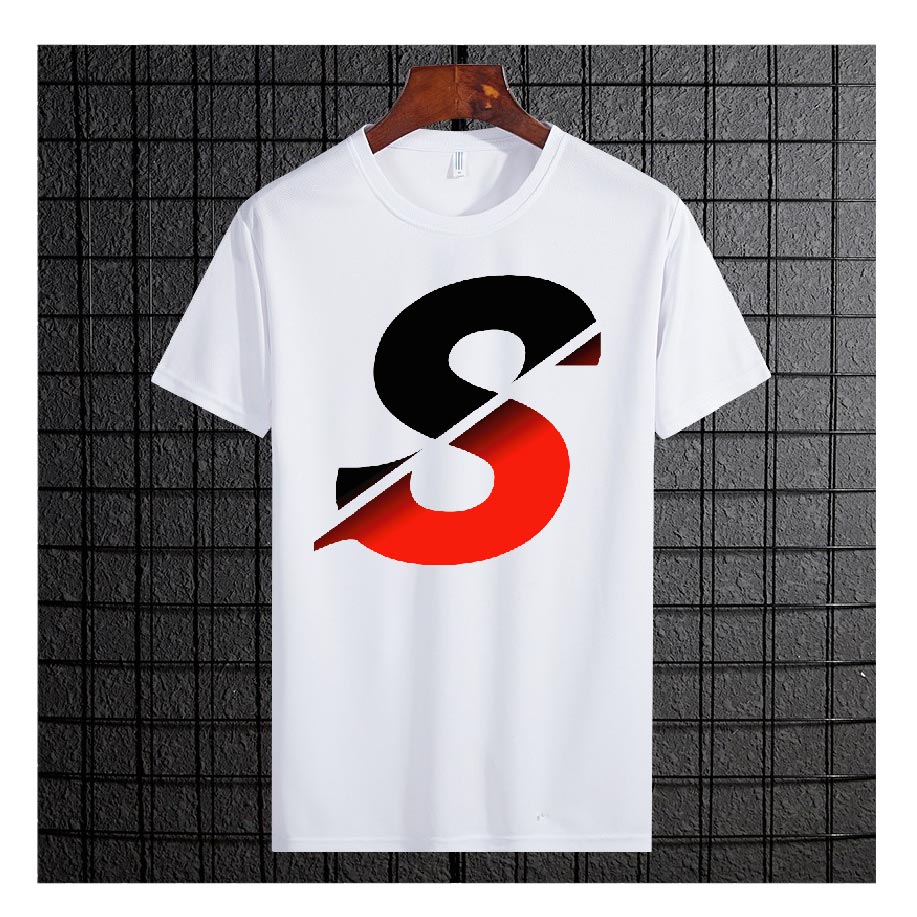 Men's White Color Alphabet "S" T-Shirt – Half Sleeve, Round Neck, Stylish & Comfortable Casual Wear