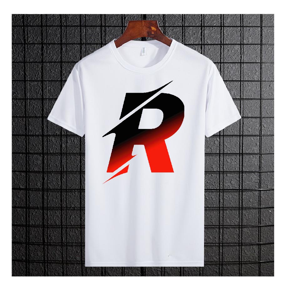 Men's White Color Alphabet "R" T-Shirt – Half Sleeve, Round Neck, Stylish & Comfortable Casual Wear