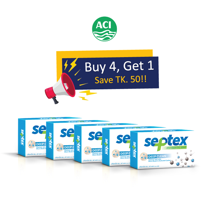 Septex Deep Clean Antiseptic Bar 100gm Buy 4 get 1 free