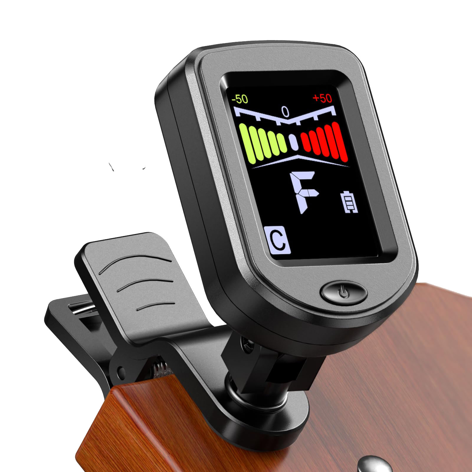 Clip-On Guitar Tuner with Regular/Color Screen 360° Rotatable Chromatic Tuner for Guitar, Bass, Ukulele, Violin