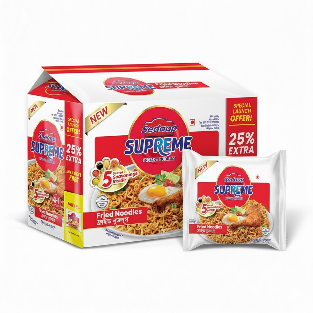 Sedaap Supreme Insatant Noodles (Fried Noodles) 4+1 free (5 pcs pack)