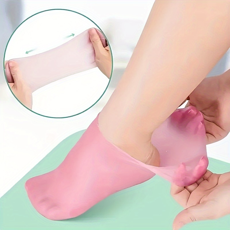 Silicone Moisturizing Foot Socks, 2 Pack, for Dry and Cracked Feet - with Body Lotion Soothing Massage Pedicure Care Kit freshfeet